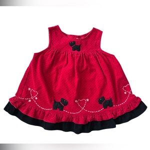 Rare Too Red Sleeveless Dress with Black Dog Appliqué